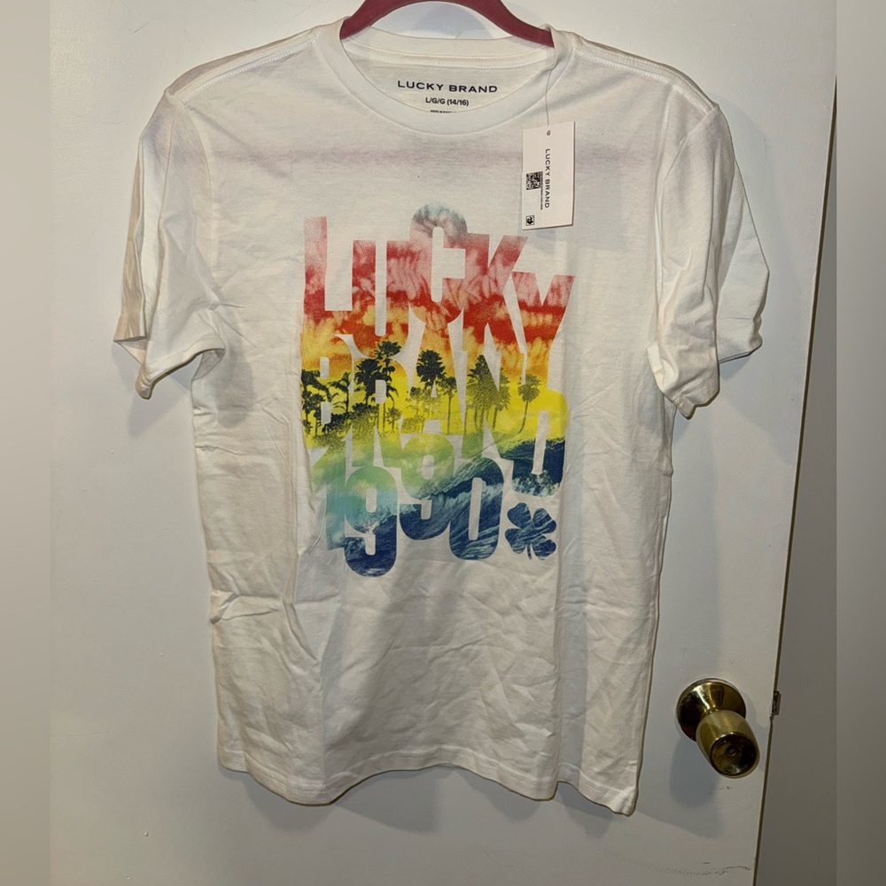 NWT Youth Lucky Brand Tropical Short Sleeve Shirt Size Large 14/16